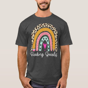 Reading Specialist Back To School Leopard Rainbow T-Shirt