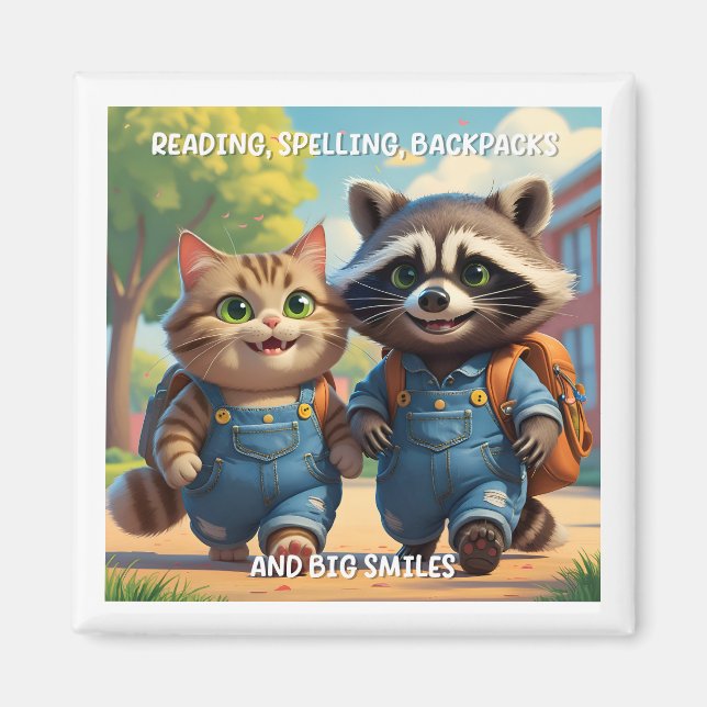 Reading, Spelling, Backpacks & Smiles Magnet (Front)