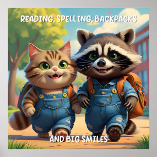 Reading, Spelling, Backpacks & Smiles Poster