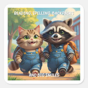 Reading, Spelling, Backpacks & Smiles Square Sticker