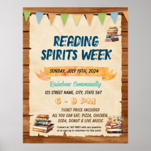 Reading spirit week teacher school flyer poster