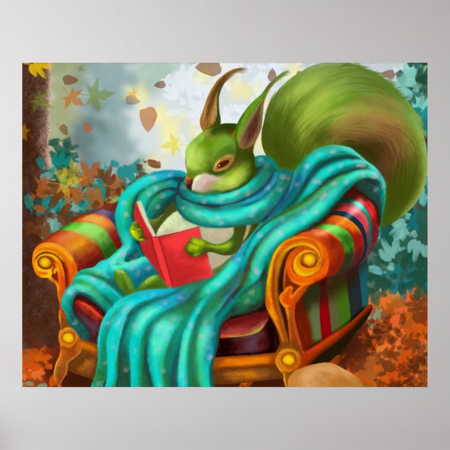 Reading squirrel  poster (Front)