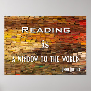 Reading Stack of Books Colourful Poster