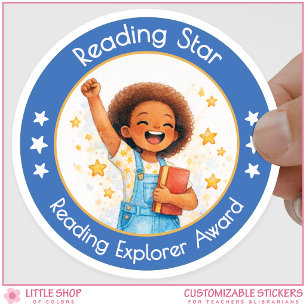 Reading Star Teacher Encouragement Award Classic Round Sticker