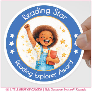 Reading Star Teacher Encouragement Award Classic Round Sticker