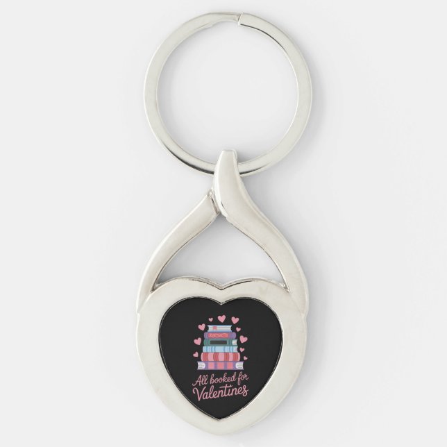 Reading Teacher All Booked for Valentine's Day Key Ring (Front)