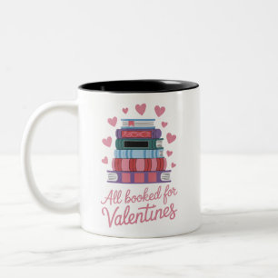 Reading Teacher All Booked for Valentine's Day Two-Tone Coffee Mug