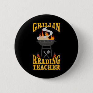 Reading Teacher Bbq Grill Smoker And Byrbecue Chef 6 Cm Round Badge