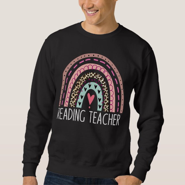 Reading teacher Boho Rainbow Back To School Apprec Sweatshirt (Front)