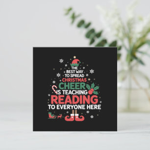 Reading Teacher Christmas Elf Xmas Cheer  Holiday Card