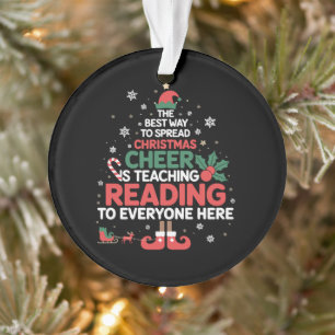 Reading Teacher Christmas Elf Xmas Cheer Ornament