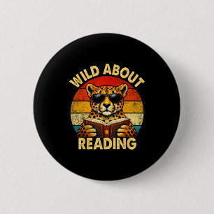 Reading teacher kids boys cheetah book lovers 6 cm round badge