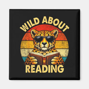 Reading teacher kids boys cheetah book lovers magnet