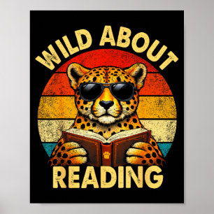 Reading teacher kids boys cheetah book lovers poster