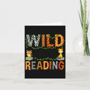 Reading teacher kids boys girls book lovers animal card