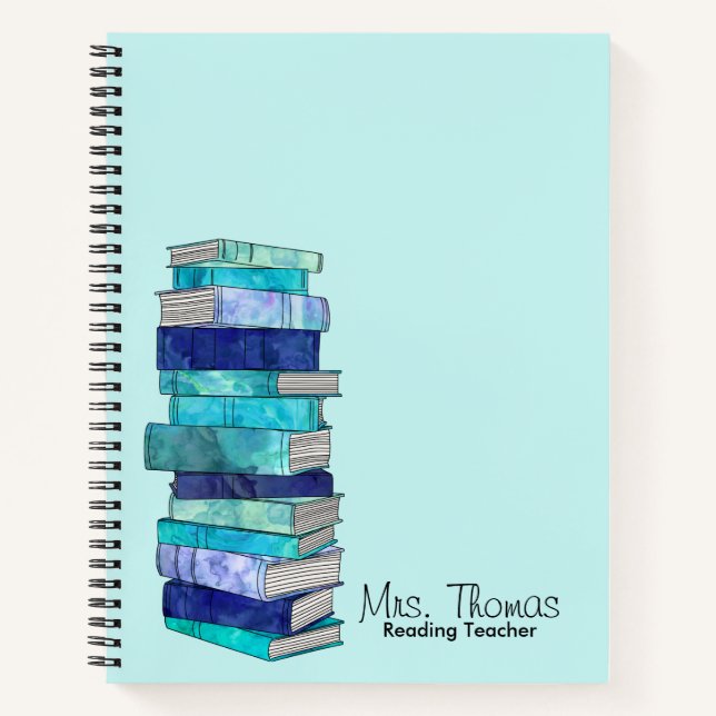 Reading Teacher Personalised Notebook (Blue) (Front)