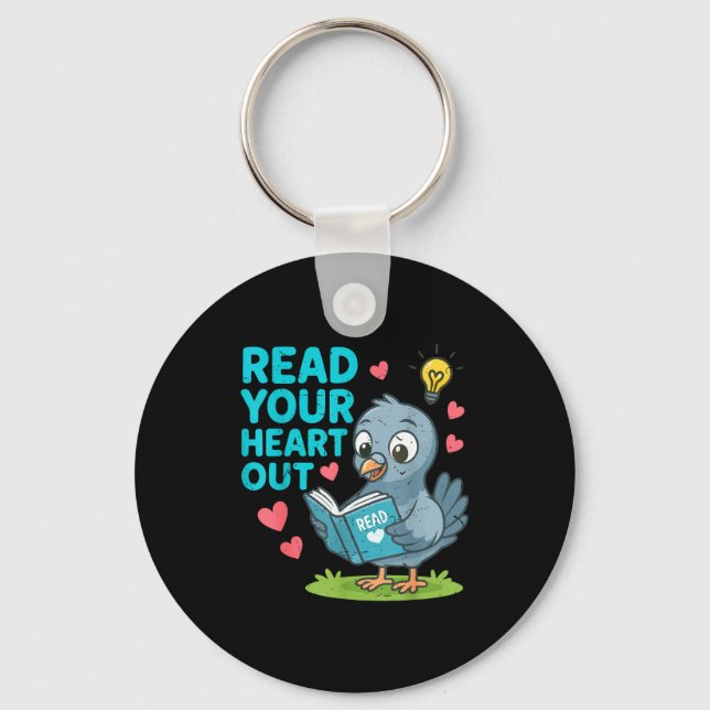 Reading Teacher Valentine Day Read Your Heart Out  Key Ring (Front)