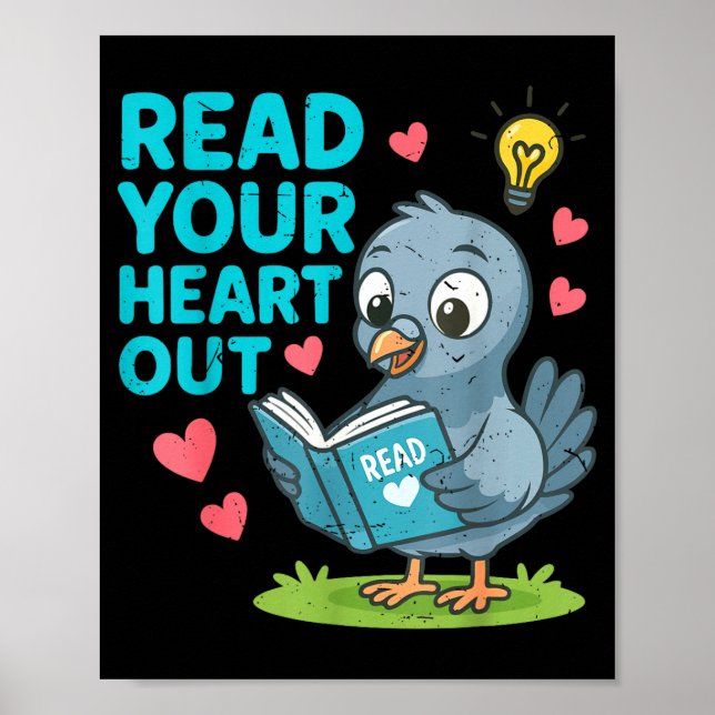 Reading Teacher Valentine Day Read Your Heart Out  Poster (Front)