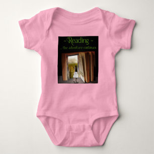 Reading, the adventure continues baby bodysuit