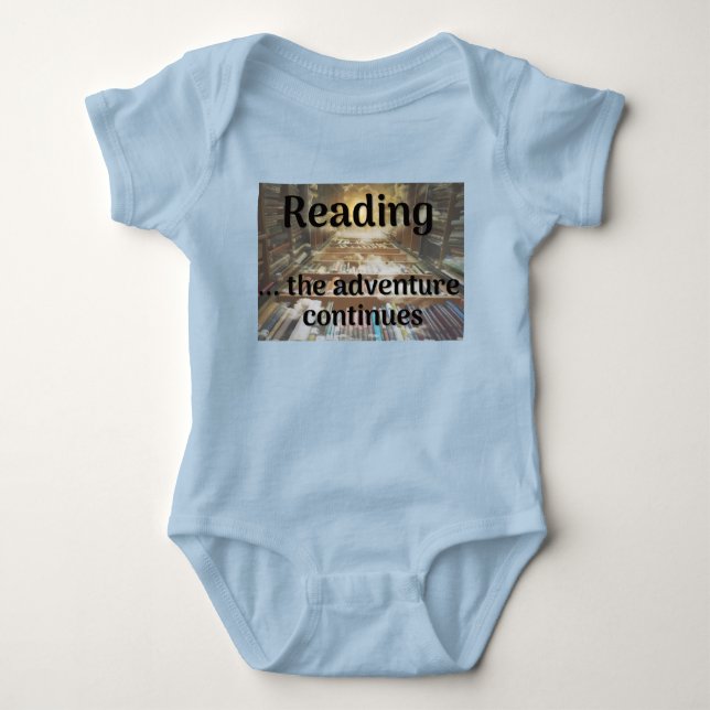 Reading, the adventure continues baby bodysuit (Front)