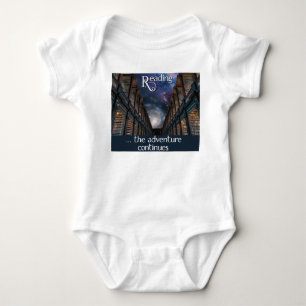 Reading, the adventure continues baby bodysuit