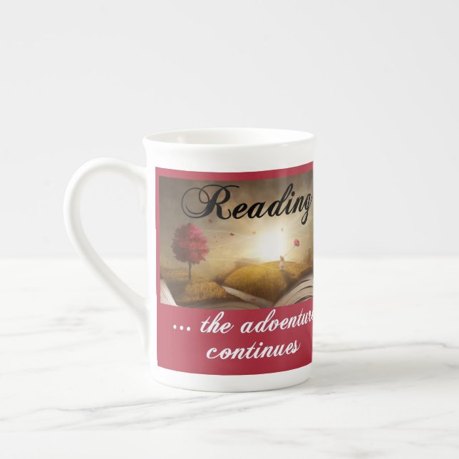 Reading, the adventure continues bone china mug (Left)