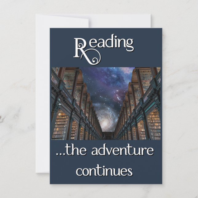 Reading, the adventure continues card (Front)