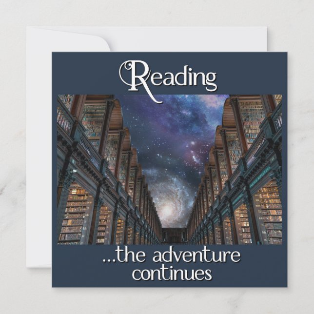 Reading, the adventure continues card (Front)