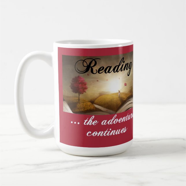 Reading, the adventure continues coffee mug (Left)