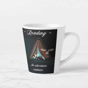 Reading, the adventure continues latte mug