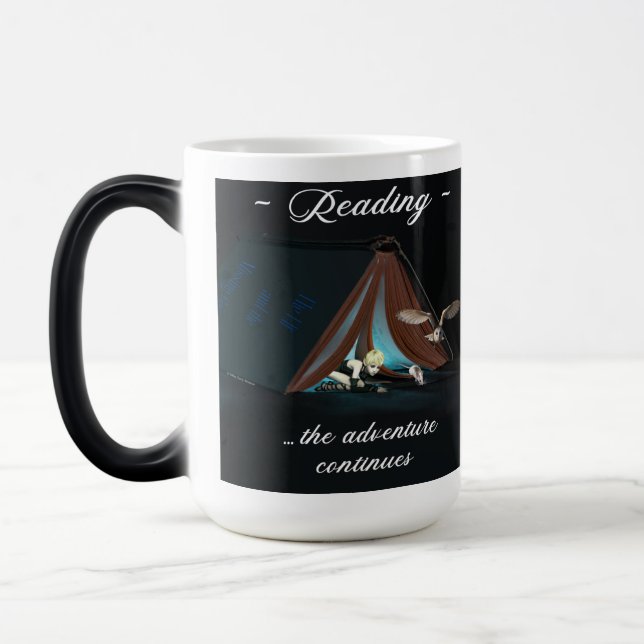 Reading, the adventure continues magic mug (Left)