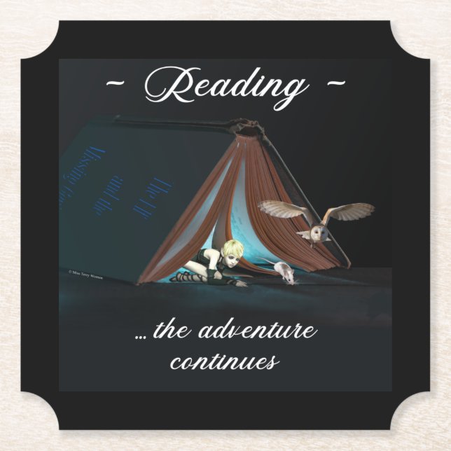 Reading, the adventure continues paper coaster (Front)