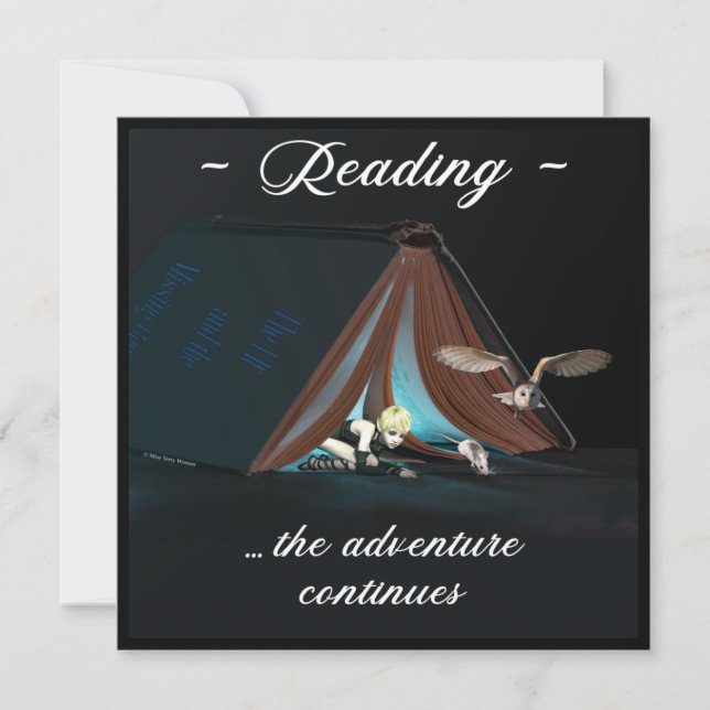 Reading, the adventure continues thank you card (Front)