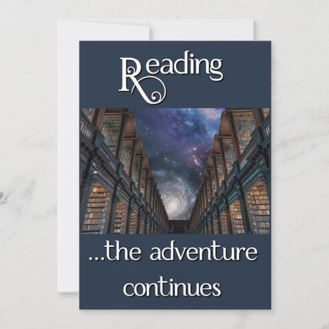 Reading, the adventure continues thank you card (Front)