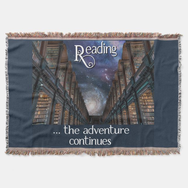 Reading … the adventure continues throw blanket (Front)