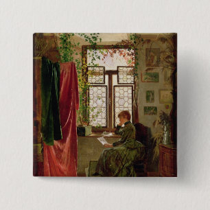 Reading the letter 15 cm square badge