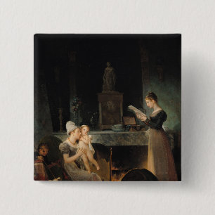 Reading the Letter 15 Cm Square Badge