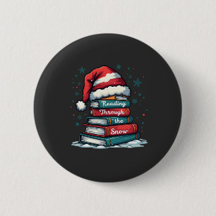 Reading Thru the Snow Reading Xmas Santa Lovers 6 Cm Round Badge