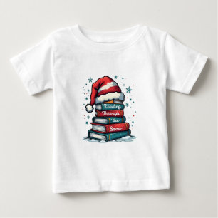 Reading Thru the Snow Reading Xmas Santa Lovers Baby T-Shirt