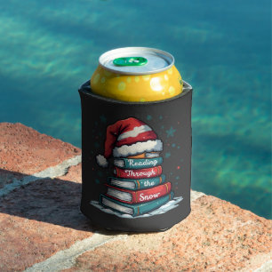 Reading Thru the Snow Reading Xmas Santa Lovers  Can Cooler