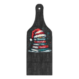Reading Thru the Snow Reading Xmas Santa Lovers Cutting Board