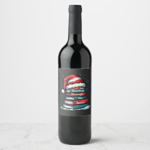 Reading Thru the Snow Reading Xmas Santa Lovers Wine Label