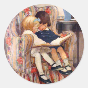 Reading Together Classic Round Sticker