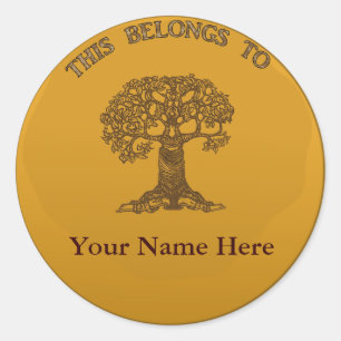 Reading Tree Bookplate Classic Round Sticker