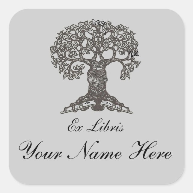 Reading Tree Bookplate - square Square Sticker (Front)