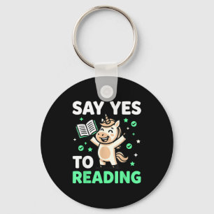 Reading unicorn fantasy men women kids reading key ring