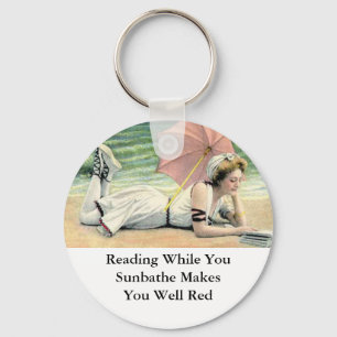 Reading While You Sunbathe Humour Keychain