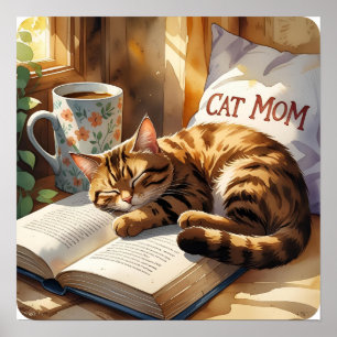 Reading with My Cat – Peaceful Pet Poster