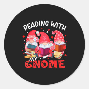 Reading With My Gnomies Books Teacher Librarian Va Classic Round Sticker
