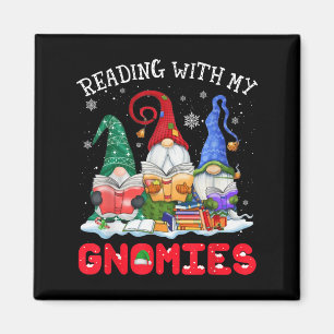 Reading With My Gnomies Christmas Funny Gnomes Rea Magnet